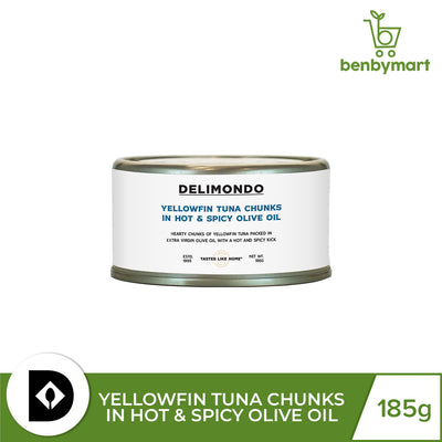 Delimondo Yellow Fin Tuna Chunks in Hot & Spicy Olive Oil 185g