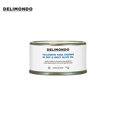 Delimondo Yellow Fin Tuna Chunks in Hot & Spicy Olive Oil 185g