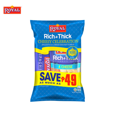 Royal Cheesy Celebration 1.6kg: Royal Spaghetti Pasta 800g + Royal 4Cheese Spaghetti Sauce 900g