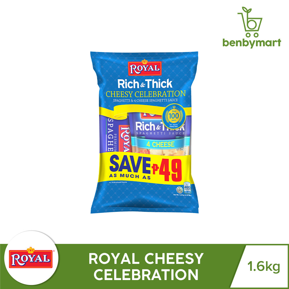 Royal Cheesy Celebration 1.6kg: Royal Spaghetti Pasta 800g + Royal 4Cheese Spaghetti Sauce 900g